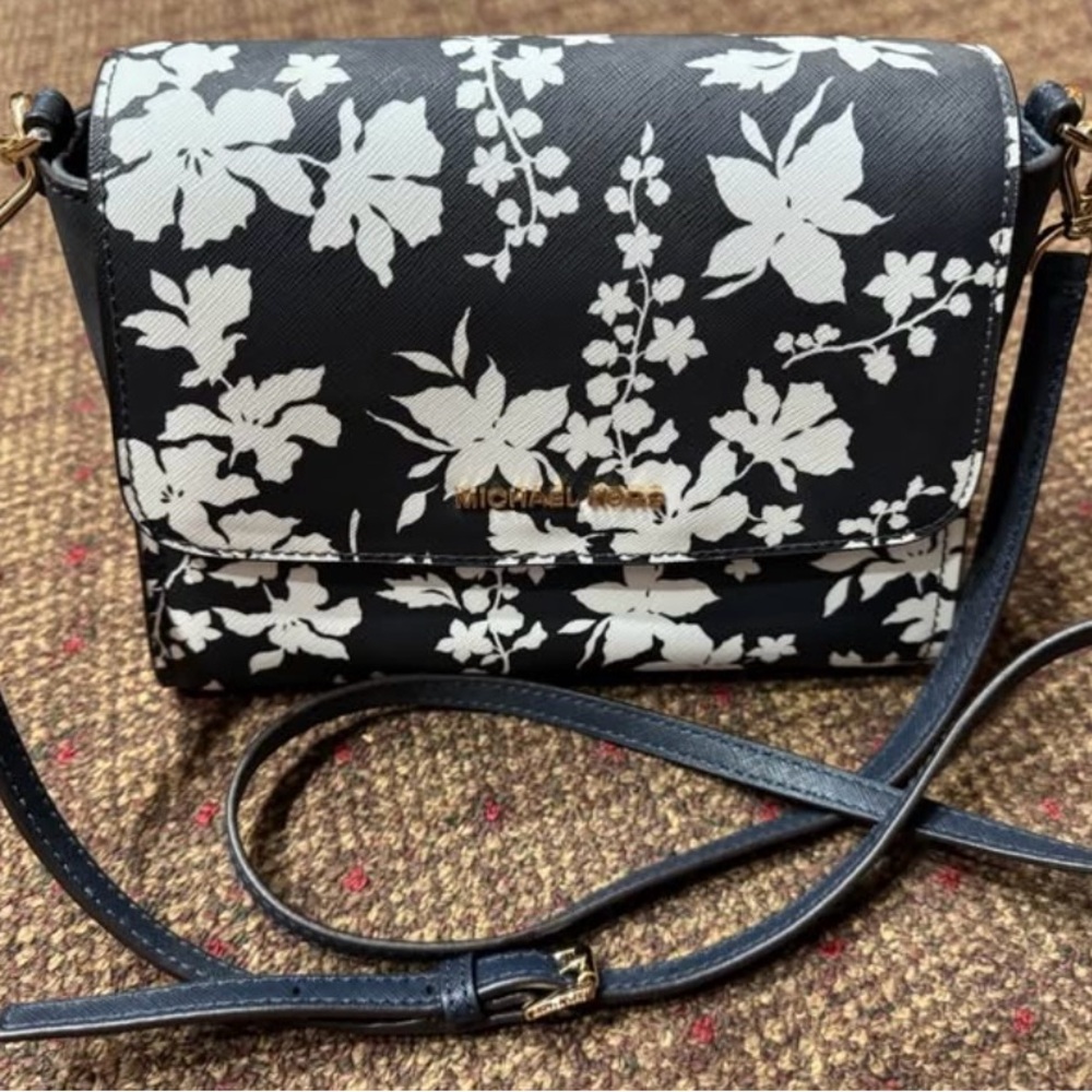MICHAEL KORS Sophia blue white floral crossbody